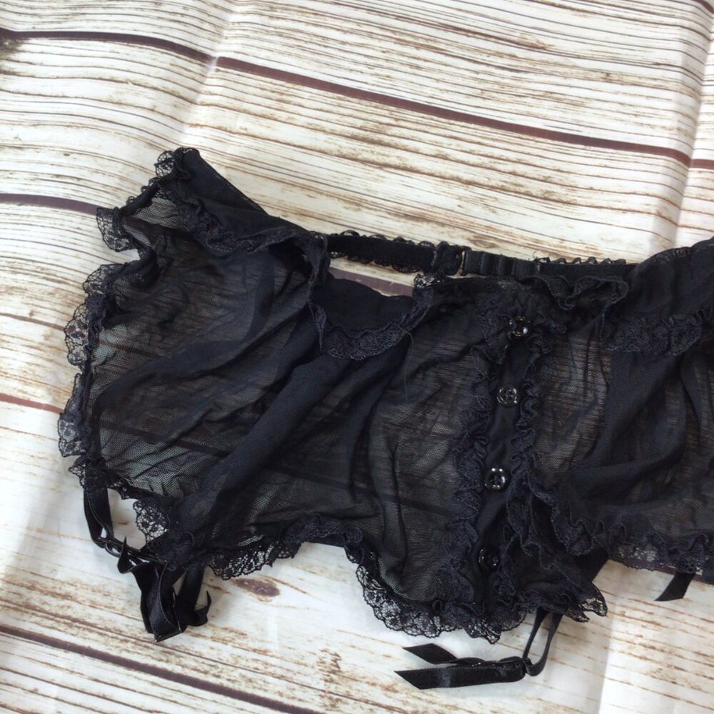 Victoria's Secret Sexy Little Thing Black Sheer Sexy Apron Garter Belt - Picture 3 of 5
